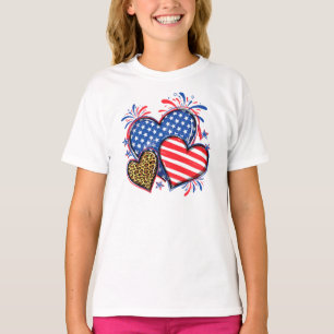 American Flag Heart Leopard Sublimation-64210 T-Shirt