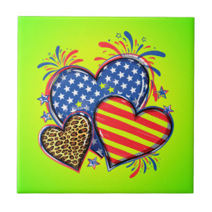 American Flag Heart Leopard Sublimation-64210 Tile