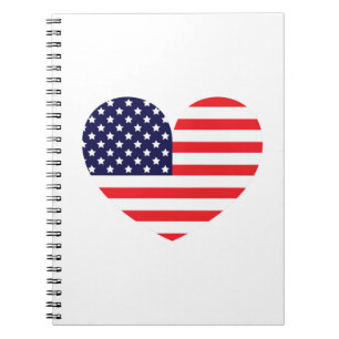 American Flag Heart Notebook