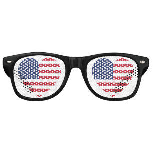 American Flag Heart Patriotic USA  Retro Sunglasses