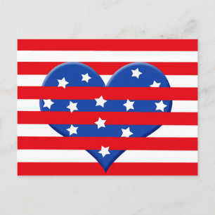 American flag heart postcard