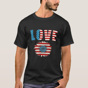 American Flag Heart Red White Blue 4th Of July Ind T-Shirt