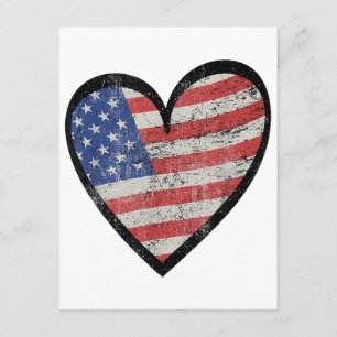 American Flag Heart Red White Blue Cute 4th of Jul Enclosure Card
