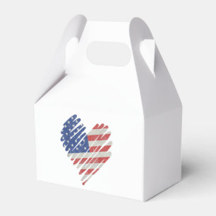 American Flag Heart Red White Blue Cute 4th of Jul Favour Box