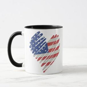 American Flag Heart Red White Blue Cute 4th of Jul Mug