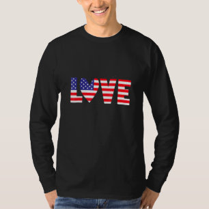 American Flag Heart Red White Blue Cute 4th Of Jul T-Shirt
