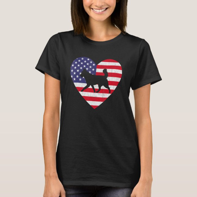 American Flag Heart Siberian Husky Dog 4th Of July T-Shirt (Front)