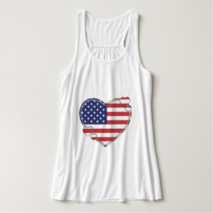 American Flag Heart Singlet