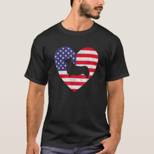 American Flag Heart Welsh Corgi 4th Of July Usa Pa T-Shirt