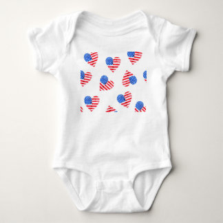American Flag Hearts Watercolor Seamless. Baby Bodysuit