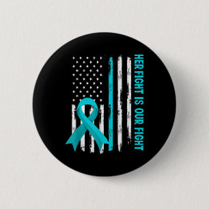 American Flag Her Fight Is My Fight Pots Syndrome  6 Cm Round Badge