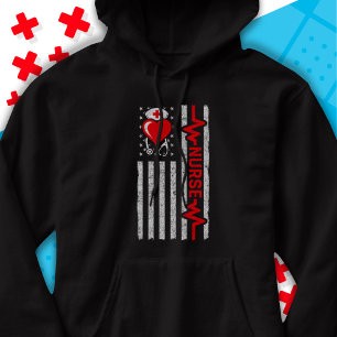 American Flag Hero Heart Life Nurse Appreciation Hoodie