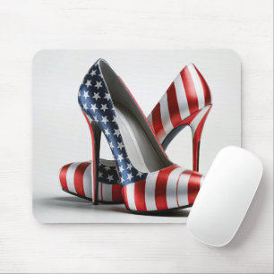 American Flag High Heels Mouse Pad