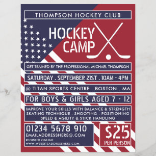 American Flag, Hockey Camp Advertising Flyer