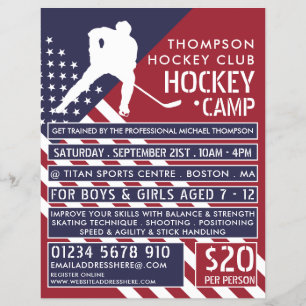 American Flag, Hockey Camp Advertising Flyer