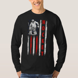 American Flag Hockey Distressed Vintage Sport Play T-Shirt