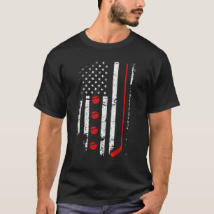 American Flag Hockey Ice Hockey Stick 4th July Ame T-Shirt