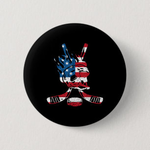 American Flag Hockey T-shirt_1.png  6 Cm Round Badge