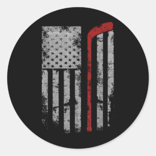 American Flag Hockey Team Gift Hockey Dad Mum T-sh Classic Round Sticker