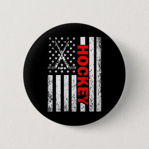 American Flag Hockey Usa Patriotic For Women Girls 6 Cm Round Badge