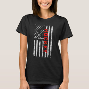 American Flag Hockey USA Patriotic Hockey 4th July T-Shirt