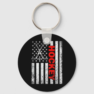 American Flag Hockey Usa Patriotic T-shirt For Wom Key Ring
