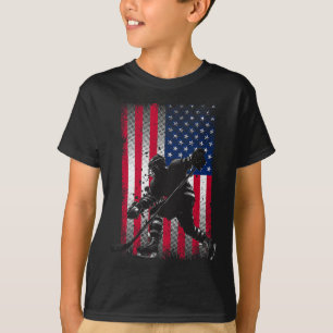 American Flag Hockey Women Kids Men T-Shirt