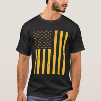 American Flag Honeycomb Honey Bee Beekeeping Beeke T-Shirt
