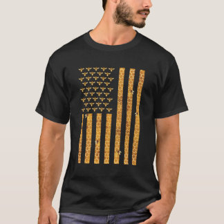 American Flag Honeycomb Honey Bees Beekeeg Beekeep T-Shirt
