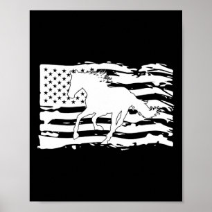 American Flag Horse Lover Patriotic Horseback Ridi Poster