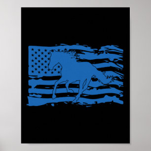 American Flag Horse Lover Patriotic Horseback Ridi Poster