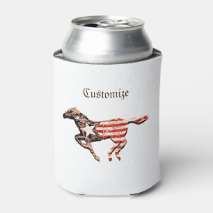 American Flag Horse Running Thunder_Cove Can Cooler