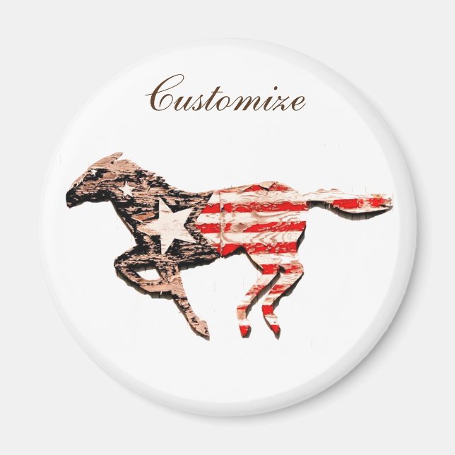 American Flag Horse Running Thunder_Cove Magnet (Front)