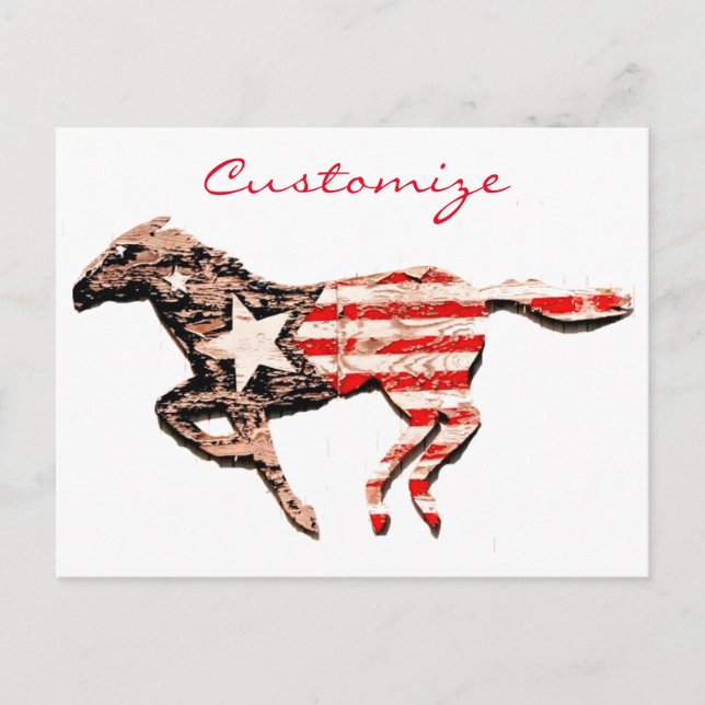 American Flag Horse Running Thunder_Cove Postcard (Front)