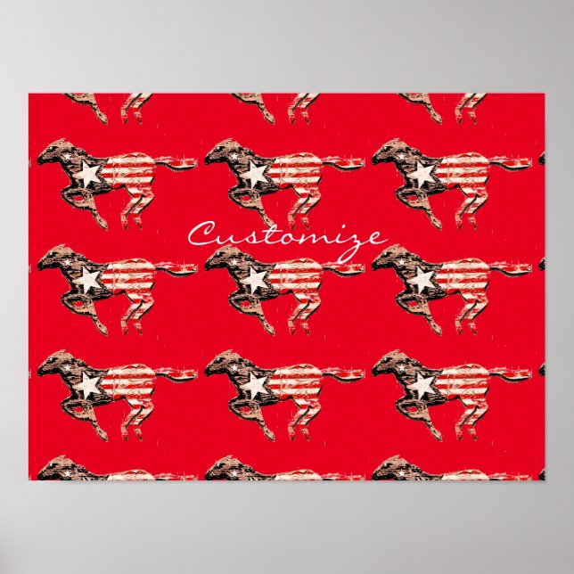 American Flag Horse Running Thunder_Cove Poster (Front)