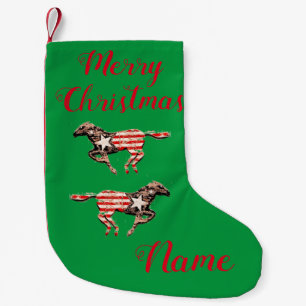 American Flag Horse Running Thunder_Cove Small Christmas Stocking