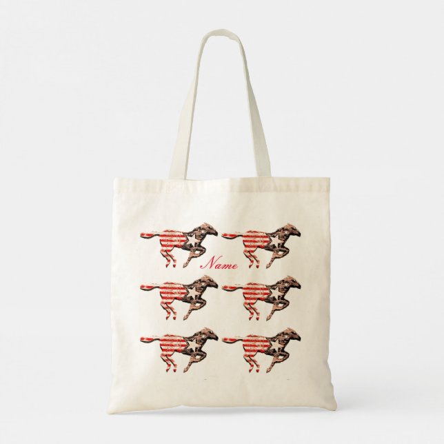 American Flag Horse Running Thunder_Cove Tote Bag (Back)
