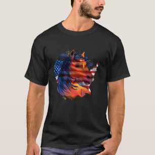 American Flag Horse Silhouette Horseback Riding T-Shirt