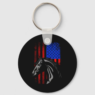 American Flag Horseback Riding Apparel - Horse Wom Key Ring