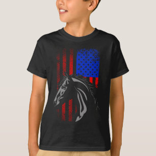 American Flag Horseback Riding Apparel - Horse Wom T-Shirt