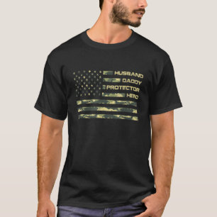 American Flag Husband Daddy Protector Hero Father' T-Shirt