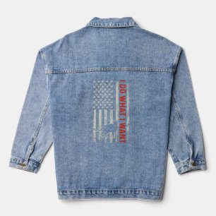 American Flag I Do What I Want Cat Essential Denim Jacket