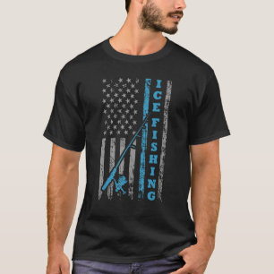 American Flag Ice Fishing Vintage Ice Fishing USA  T-Shirt