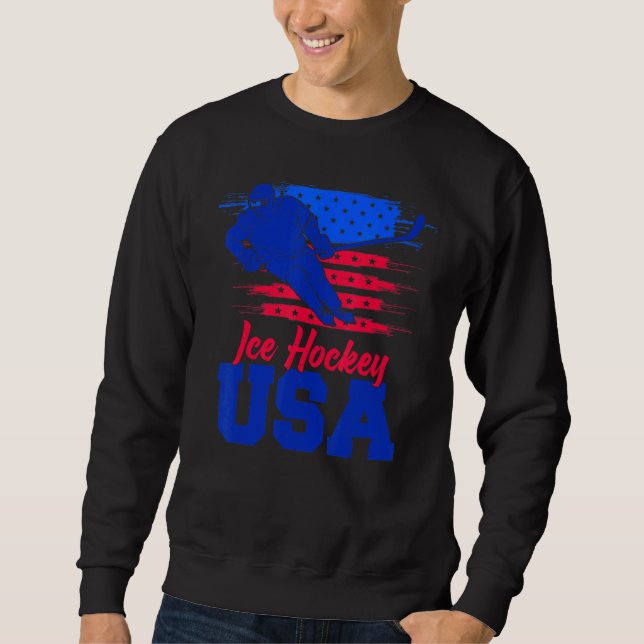 American Flag Ice Hockey  Apparel USA Flag Support Sweatshirt (Front)