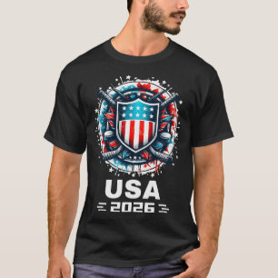 American Flag Ice Hockey Fan Art USA Graphic Gear T-Shirt