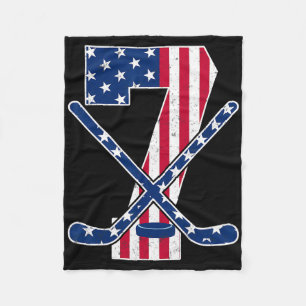 American Flag Ice Hockey Lover 7th Birthday Party  Fleece Blanket