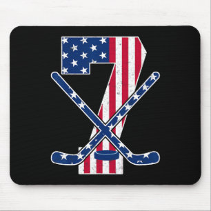 American Flag Ice Hockey Lover 7th Birthday Party Mouse Pad