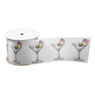 American Flag in a Martini Satin Ribbon