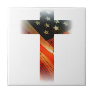 American Flag in cross Tile