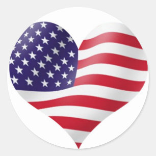 American Flag in heart shape Classic Round Sticker